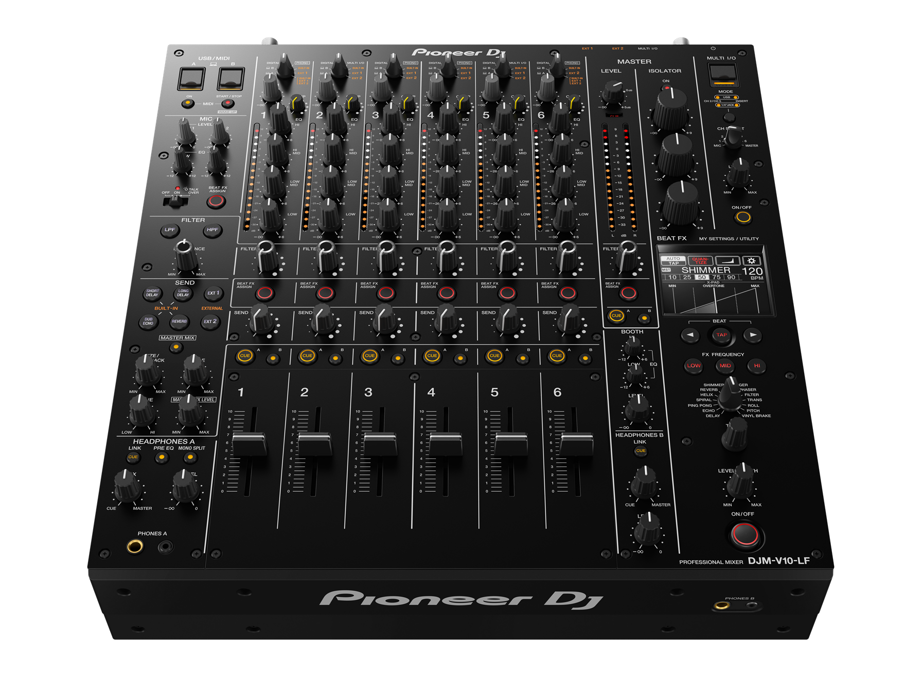 Pioneer DJ DJM-V10-LF Creative style 6-channel professional DJ mixer with long fader
