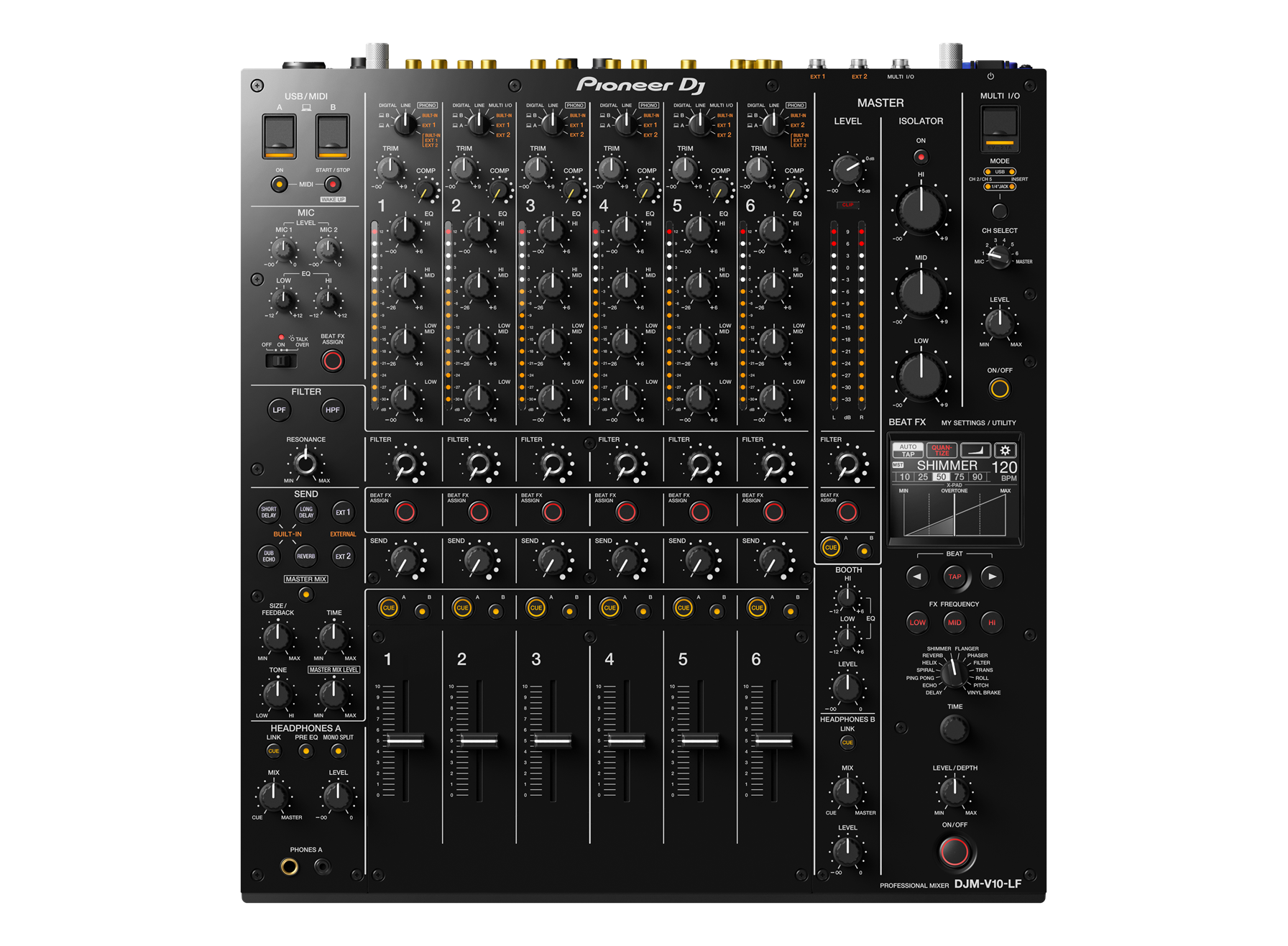 Pioneer DJ DJM-V10-LF Creative style 6-channel professional DJ mixer with long fader