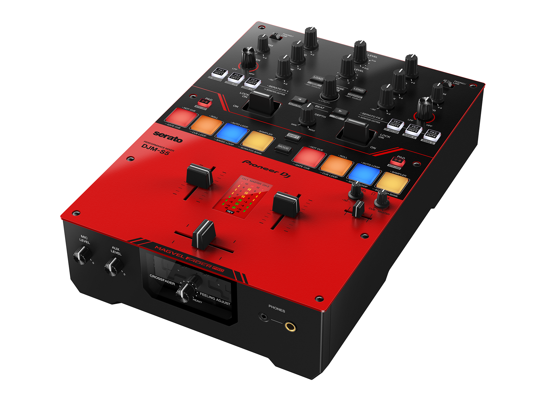 Pioneer DJ DJM-S5 Scratch-style 2-channel DJ mixer (gloss red)