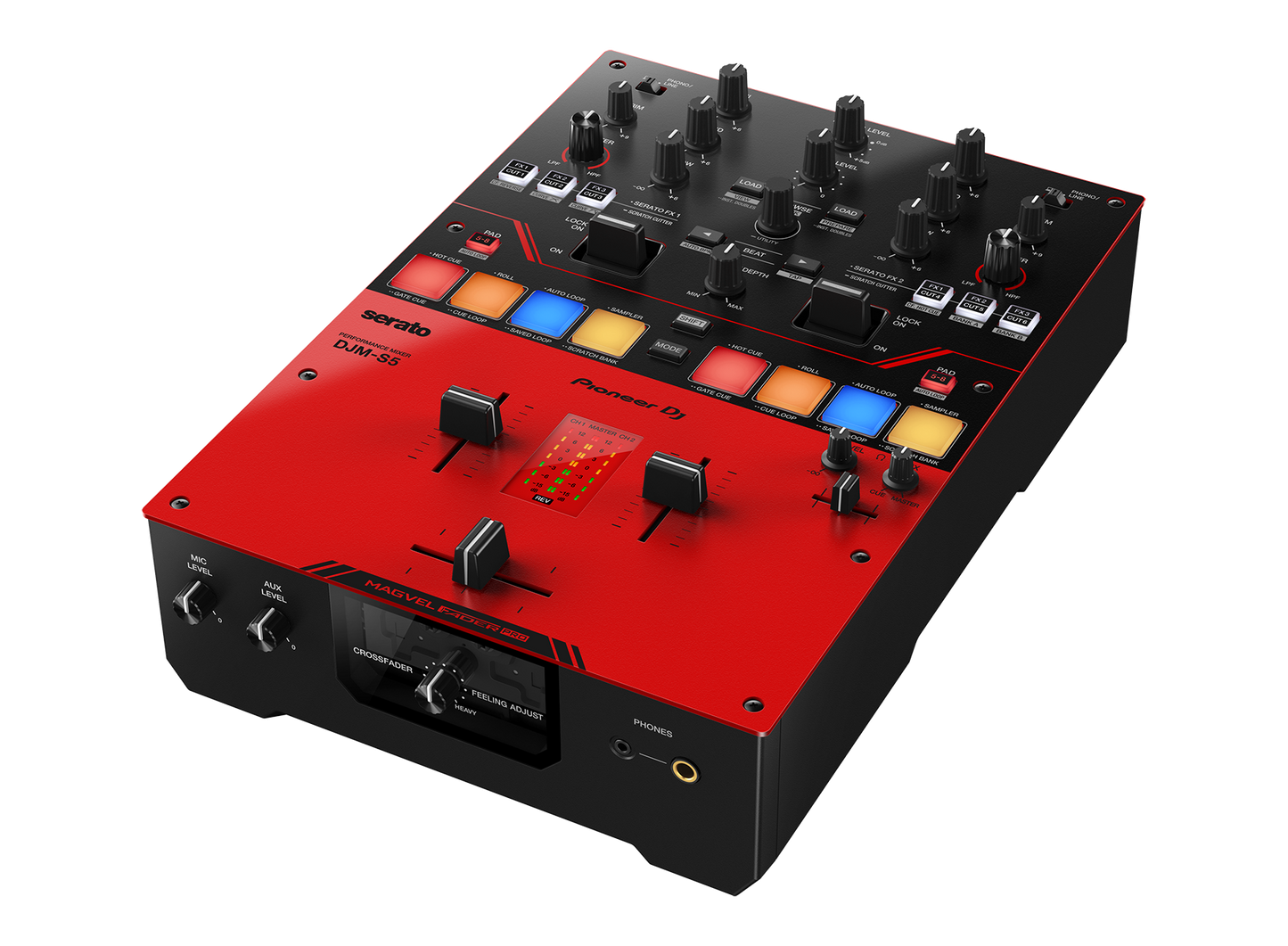 Pioneer DJ DJM-S5 Scratch-style 2-channel DJ mixer (gloss red)