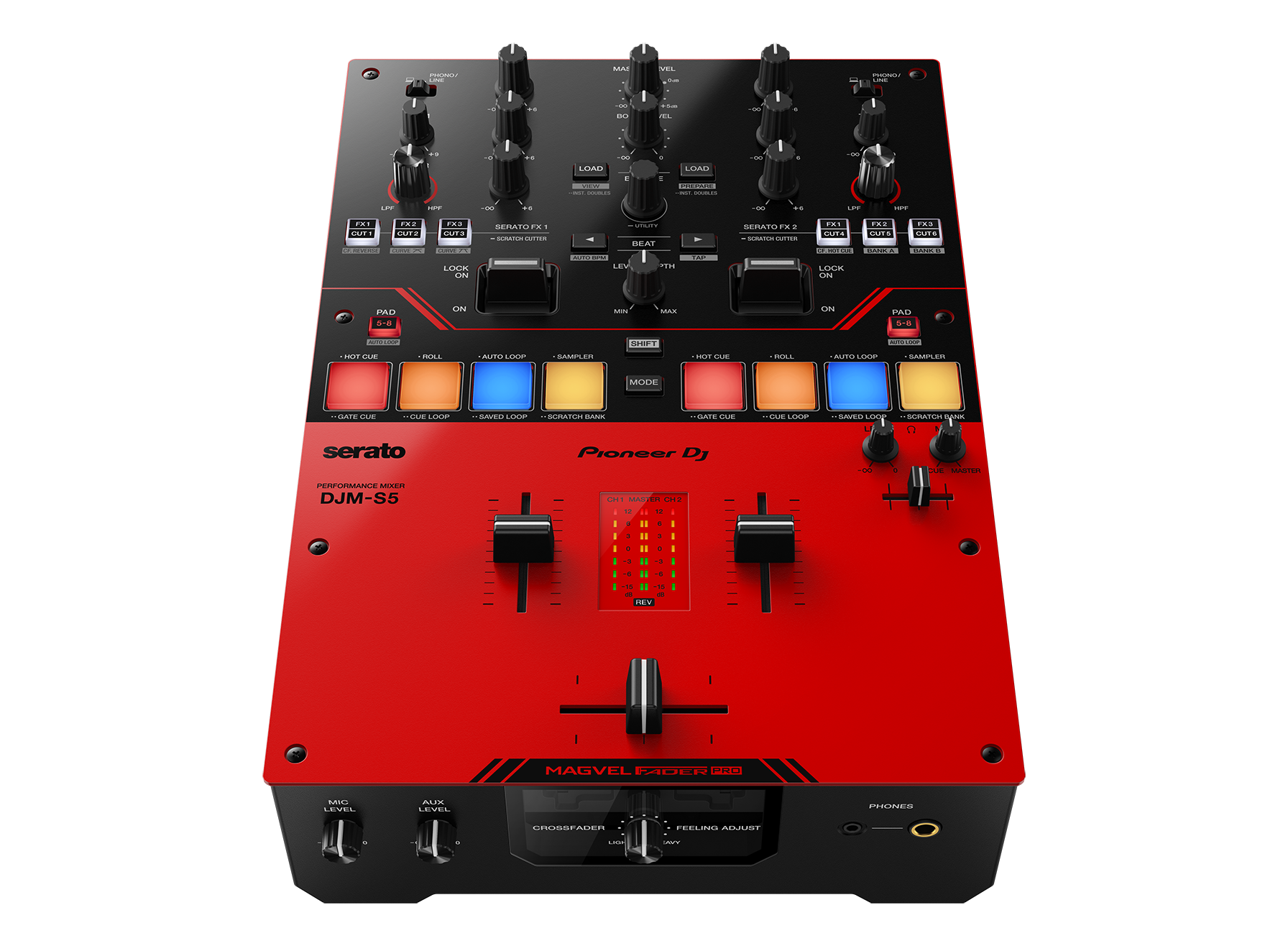 Pioneer DJ DJM-S5 Scratch-style 2-channel DJ mixer (gloss red)