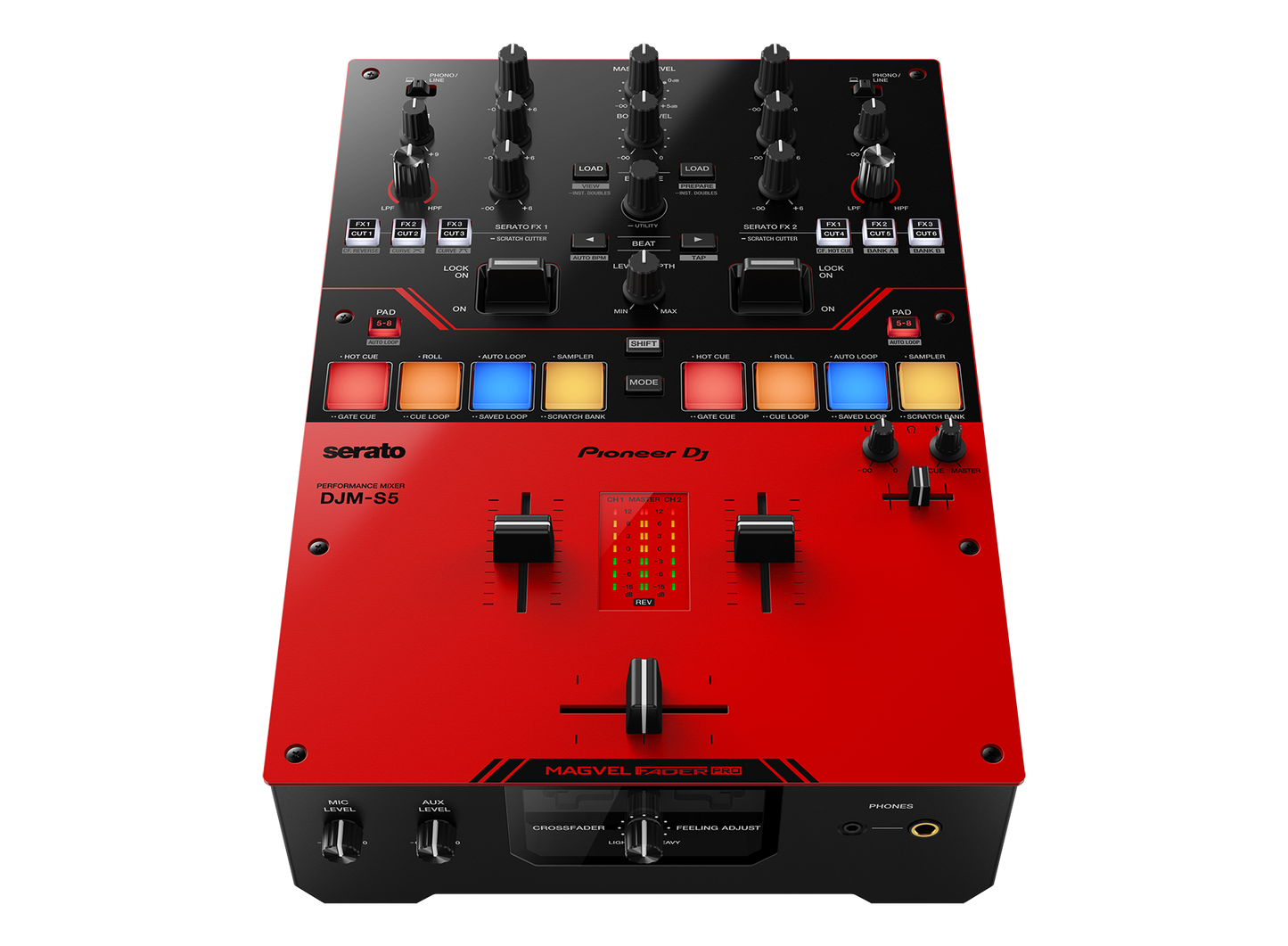 Pioneer DJ DJM-S5 Scratch-style 2-channel DJ mixer (gloss red)