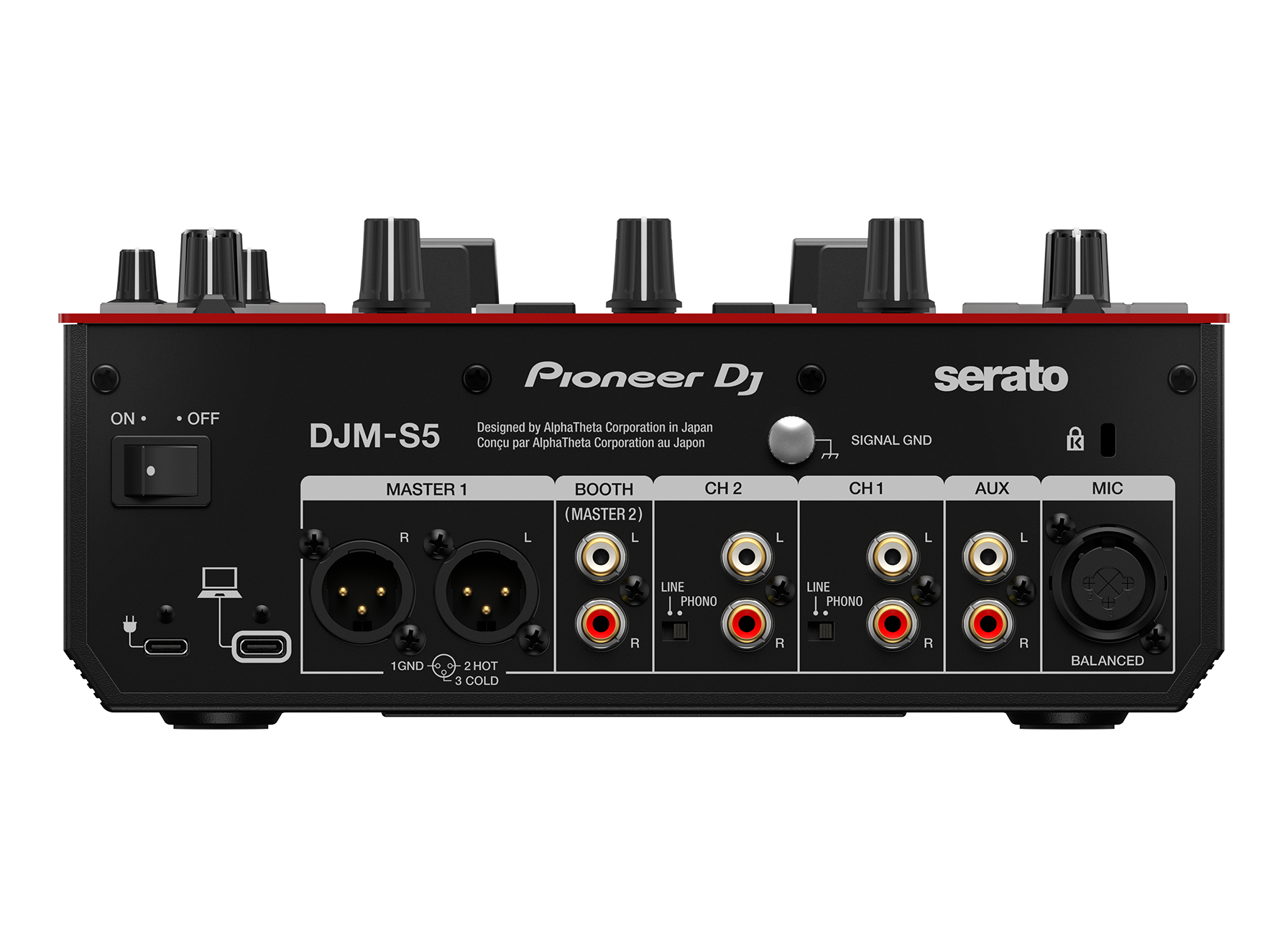 Pioneer DJ DJM-S5 Scratch-style 2-channel DJ mixer (gloss red)